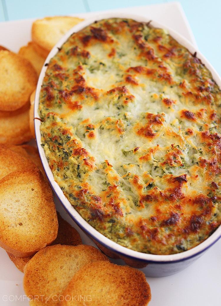Hot Cheesy Spinach-Artichoke Dip – The Comfort of Cooking