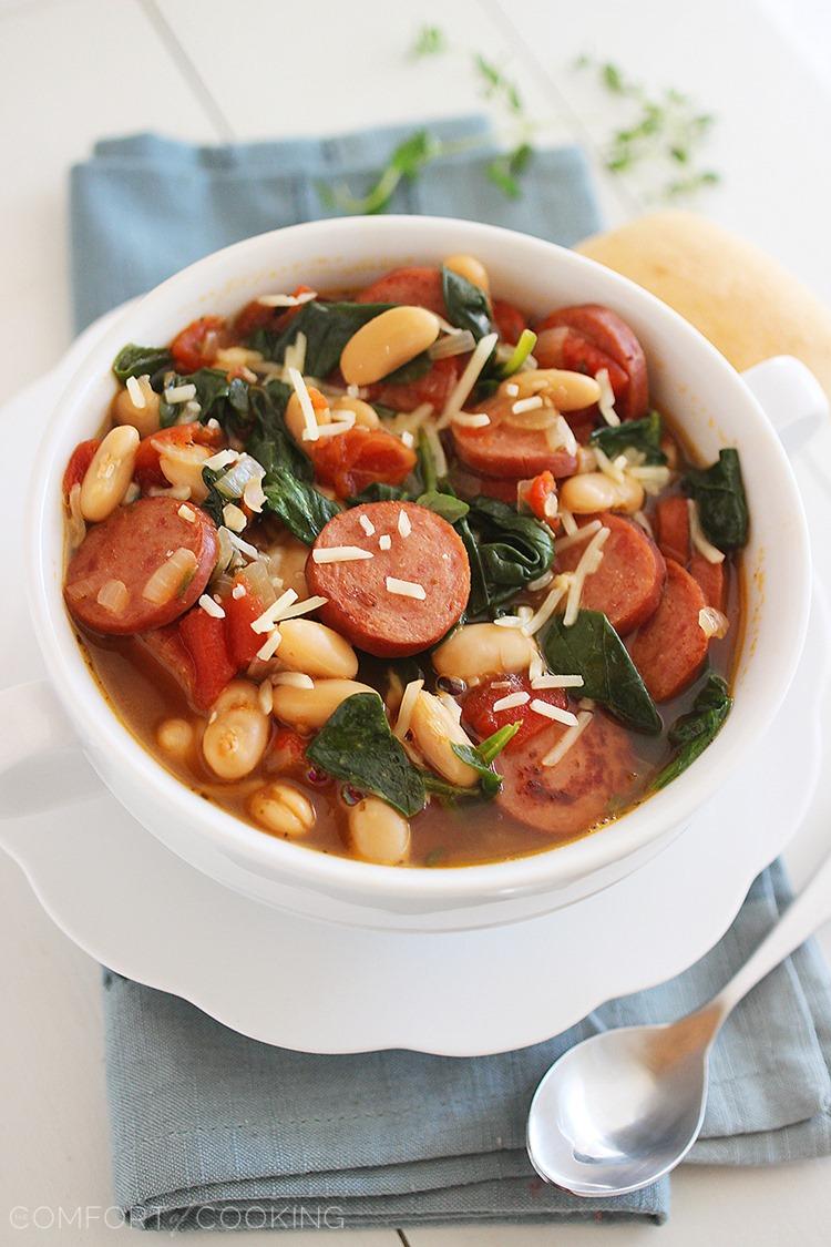 Smoked Sausage, Spinach and White Bean Soup – The Comfort of Cooking