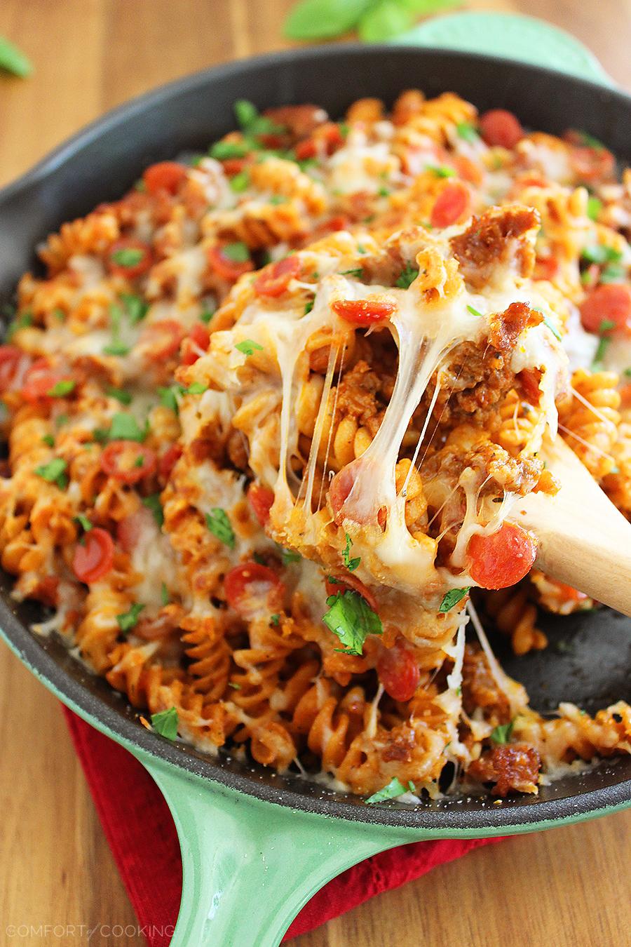 Cheesy Skillet Pizza Pasta The Comfort of Cooking