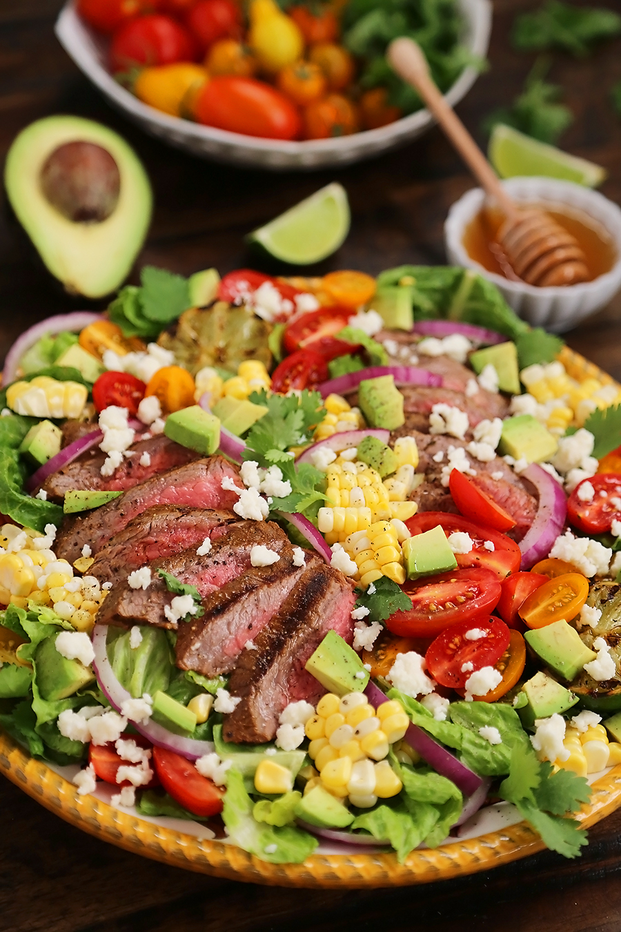Mexican Grilled Steak Salad with Honey Lime Dressing – The Comfort of ...