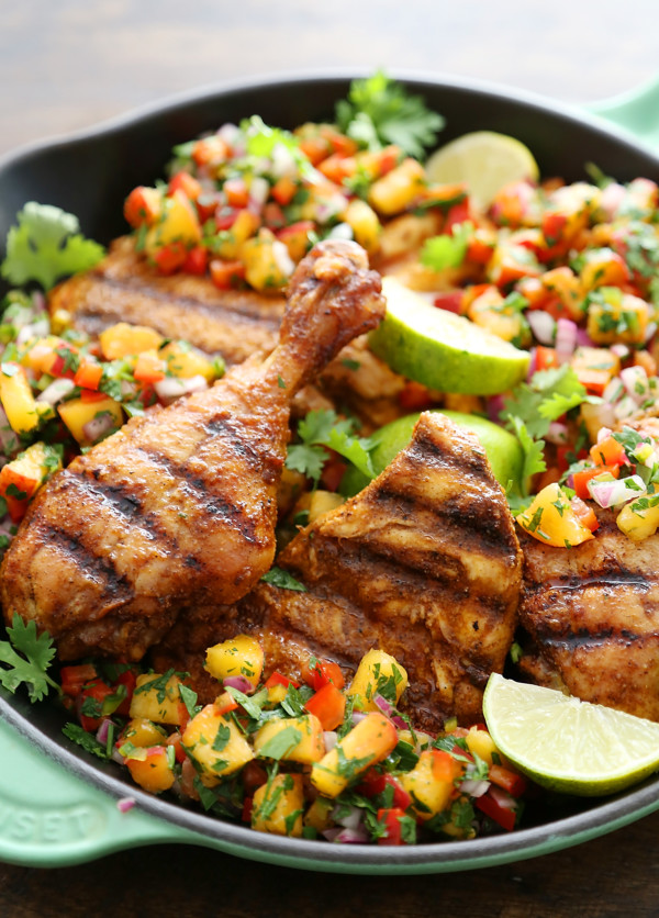 Spice Grilled Chicken With Peach Salsa The Comfort Of Cooking