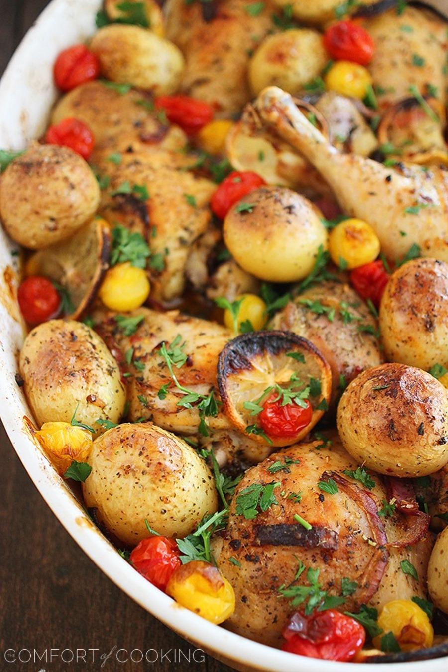 Easy Roasted Lemon Chicken with Tomatoes and Potatoes – The Comfort of ...