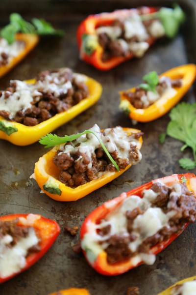 Mini Taco Stuffed Peppers with Cilantro Cream Sauce – The Comfort of ...