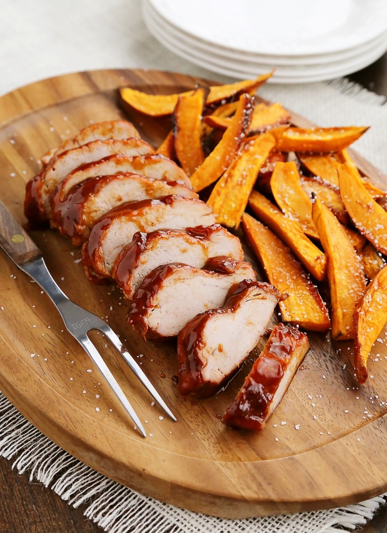 BBQ Pork Tenderloin with Sweet Potato Fries – The Comfort of Cooking