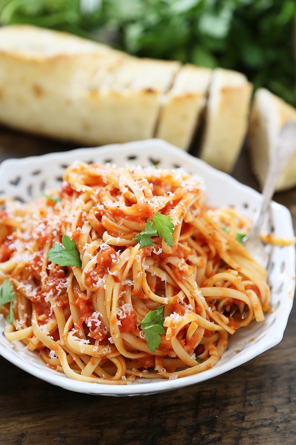 5-Ingredient Butter Roasted Tomato Sauce with Linguine – The Comfort of ...