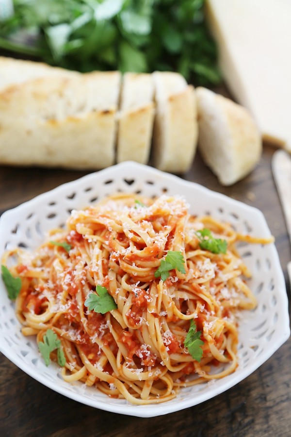 5-Ingredient Butter Roasted Tomato Sauce with Linguine – The Comfort of ...