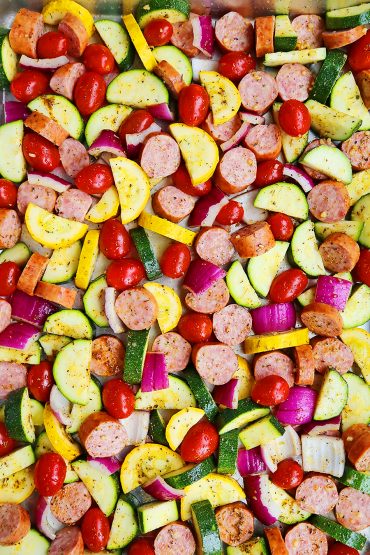 Sausage, Zucchini + Tomato Sheet Pan Dinner – The Comfort of Cooking